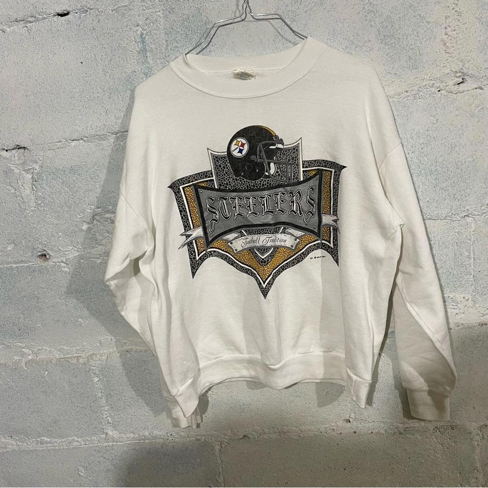 Pittsburgh Steelers 1991 crewneck sweater womens size large white black yellow
